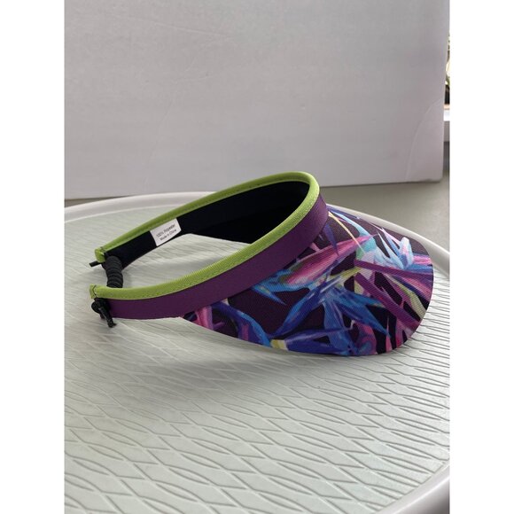 Glove it Bird Of Paradise Visor OS Lime Green Purple Multicolor Athleisure NEW - Picture 3 of 7
